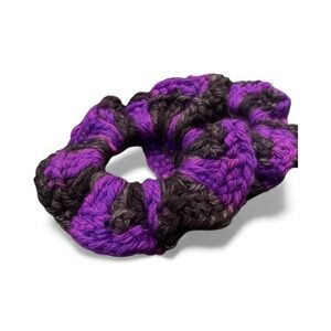 Purple and Black Crochet Hair Scrunchie